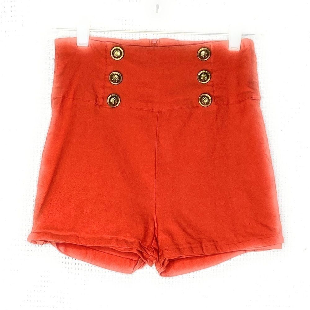 Toska Shorts Red With Gold Buttons